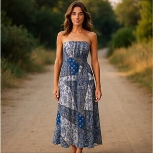 Miss 83 Strapless Maxi Patchwork Dress Size S UK Boutique